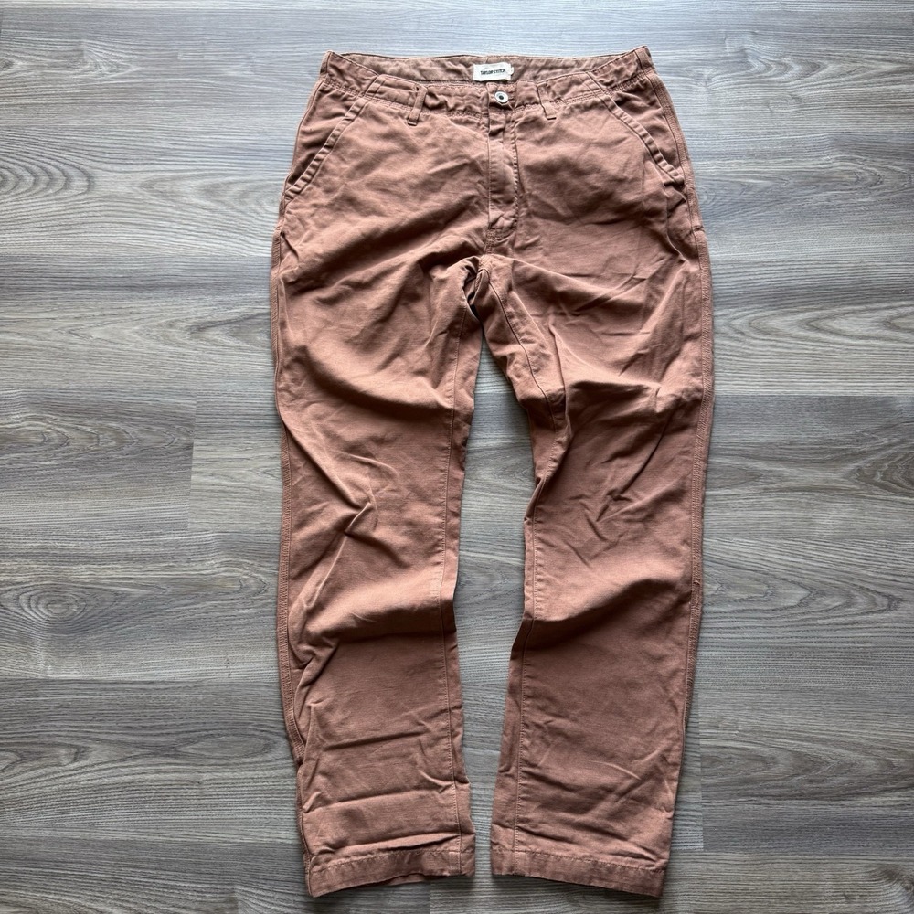 Taylor Stitch Men's Morse Pant Mid Rise Straight Leg Mahogany Slub 34 Chino - Picture 2 of 9